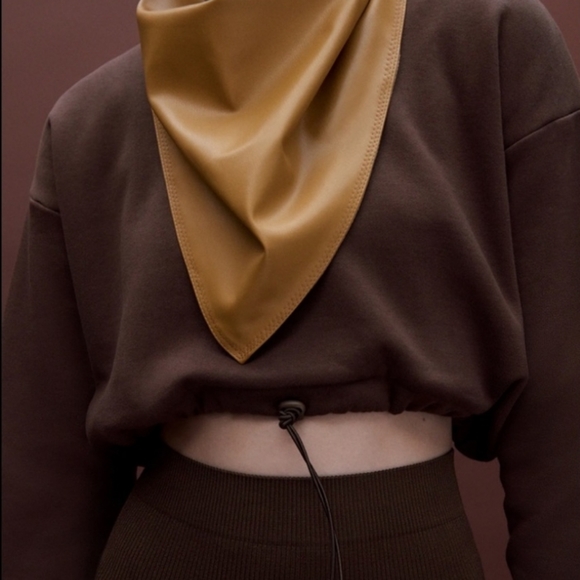 Zara Brown Cropped Sweatshirt - Picture 2 of 6